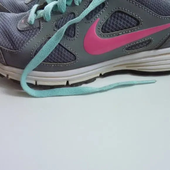 Nike Revolution Running Shoes Sneakers Size US 7.5 Gray Pink Blue - Picture 2 of 8